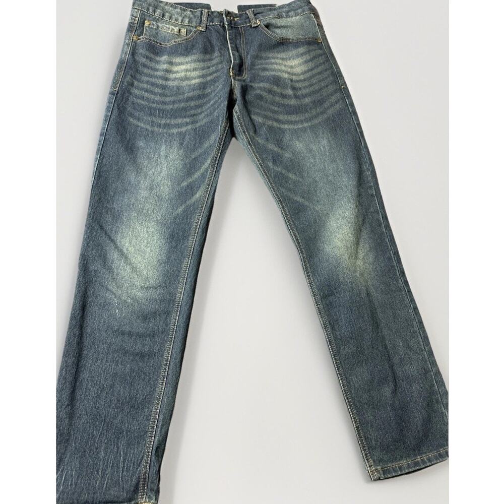 Smith & Mills Denim Stretch Men's Size 32"x30" Blue Straight Jeans Relaxed Fit